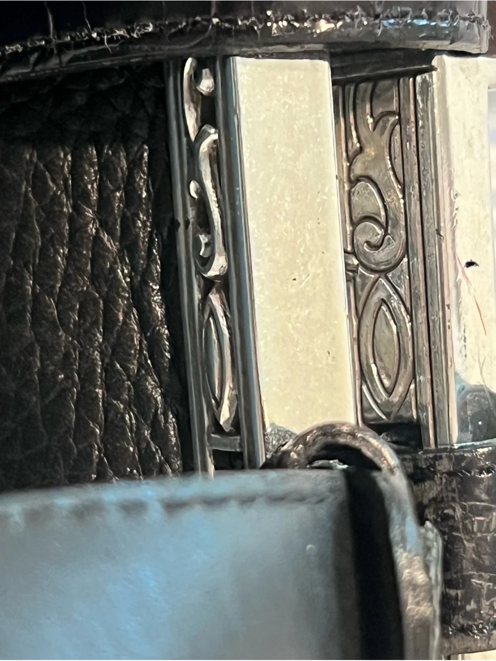 Brighton Black Leather Croc Embossed Handbag
